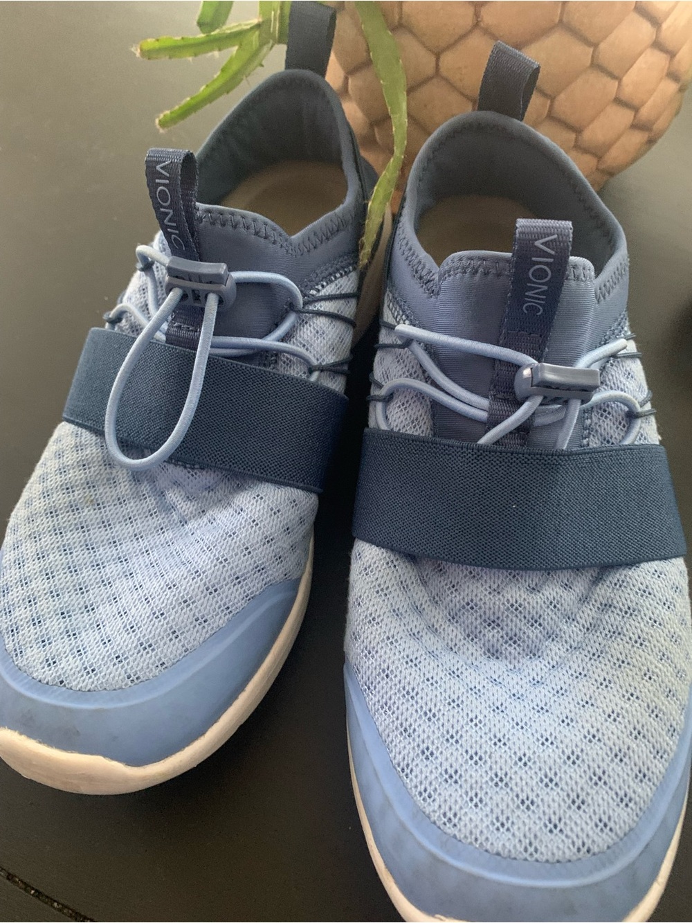 Vionic Women's Slip-On Sneakers in Light Blue and Navy